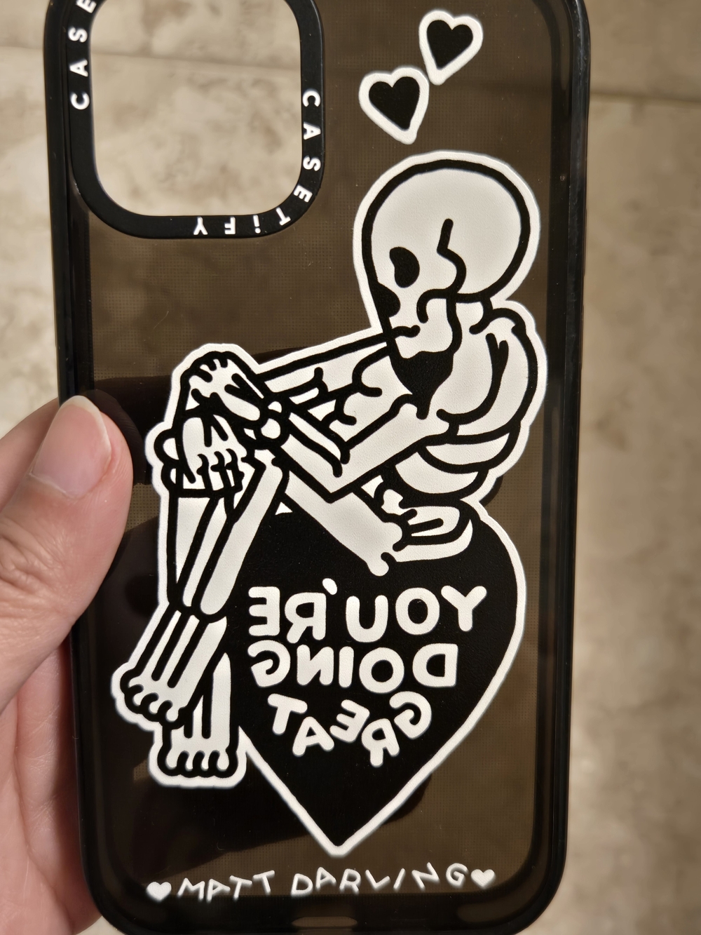 Casetify Black Clear Phone Case with White Skeleton Design | iPhone 12
